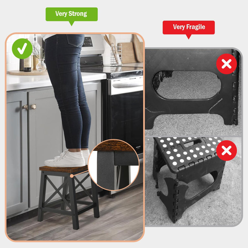 Winston Porter Step Stools For Adults And Kids Wooden Small Step Stool With Non Slip Feet Rectangular Stepping Stool For High Bed Using For Bedroom Kitchen And Living Room Hold Up To 500